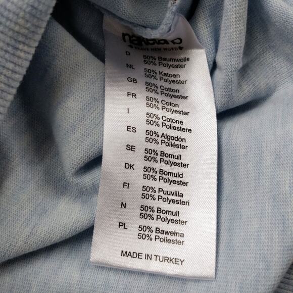 NWT NAKETANO Analbella Dropped Shoulder Sweatshirt Light Blue XL - Picture 5 of 7